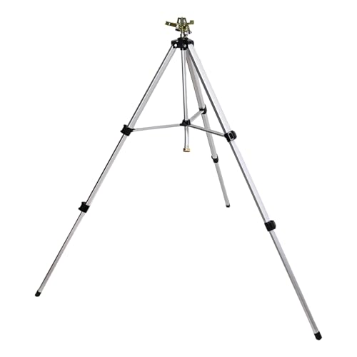 Impact Sprinkler Head on Tripod Base, Heavy Duty Lawn Sprinklers, 360 Degree Large Area Irrigation, Metal Sprinkler Nozzle with Solid Alloy Metal Extension Legs (36in) - size: 36in