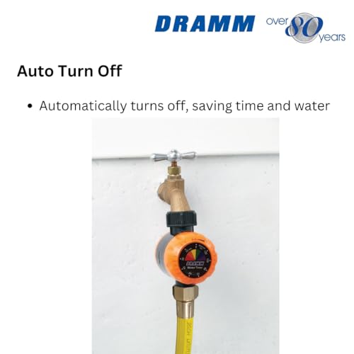 Dramm ColorStorm Premium Water Hose Timer, Mechanical, Turns Water Off Automatically, Up to 120 Minutes of Run Time, Compact for Lawn, Drip, Soaker Hose and Garden, Green