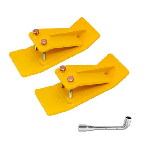 Tractor Bucket Protector, 2PCS Bucket Skids for Snow Removal, Lawn & Gravel Driveways, Heavy Duty Bolt-On Edge Guards with Grade 8.8 Hardware, Yellow Turf Tamer Protector
