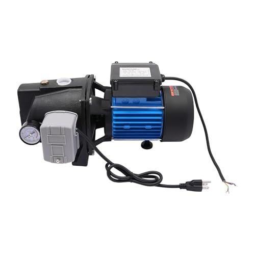 Deep Well Jet Pump, Cast Iron Convertible Pump with Ejector Kit, Well Depth Up 0-25ft, Automatic Pressure Switch (0.75HP) - size: 1HP