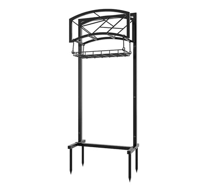 Fire Beauty Heavy-Duty Portable Garden Hose Holder with Storage Basket,80+ lbs Capacity, Modern Geometric Design, Holds 180ft 1/2" Hose,Dual Support Rods & Rustproof Screws - style: Geometric Design