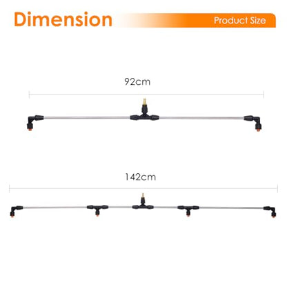 Metal Sprayer Boom Wand with 3 Flow Rate Nozzles -Wide-Coverage Agricultural & Lawn Spray Attachment for Tractors/UTVs