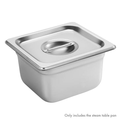 New Star Foodservice 1/6 Size Stainless Steel Steam Table Pan, 7.0 x 6.4 x 4.0", 18/8, 24 Gauge, NSF Certified, Set of 6 - size: 1/6, style: 4" Deep