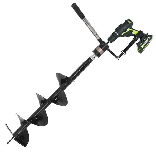 Auger Post Hole Digger 8" Wide 32" Deep - Earth Auger - Trench Digger - Hole Digger Tool for Fence Posts - Electric Post Hole Digger Handles - style: 8" X 32"