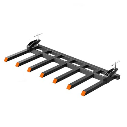 Garvee Clamp On Debris Forks to 68" Bucket, 5400lbs Capacity Heavy Duty Clamp On Pallet Forks Bucket Forks Attachments Fit for Loader Bucket Skidsteer Tractor - size: 68'' Bucket