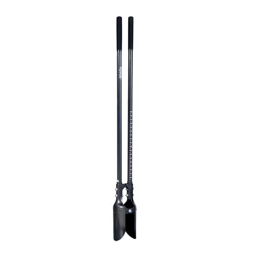 VEVOR 57.5" Post Hole Digger, Heavy Duty Post Hole Digger with Carbon Steel Measurement Handle, Manual Hole Digger with Metal Blade, for Digging, Cultivating, Yard Work, Gardening - style: Carbon Steel