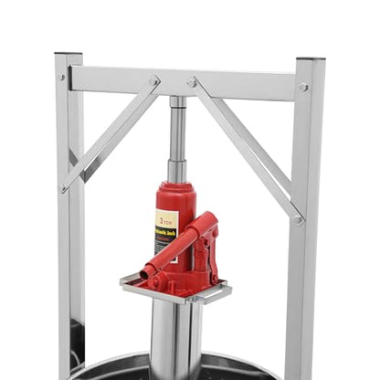 Fruit Wine Press, Stainless Steel Fruit Wine Press with 9.51 Gallon Outer Barrel Apple Cider Press Stainless Steel Hydraulic Jack Press Extractor for Press Rice Wine, Honey, Vegetables