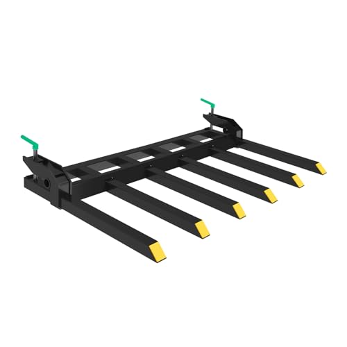 Clamp on Debris Forks to 60" Bucket, 4000 lbs Capacity Heavy Duty Clamp on Pallet Forks Bucket Forks Attachments Fit for Loader Bucket Skidsteer Tractor - size: 60" 4000Lbs Bar-NEW