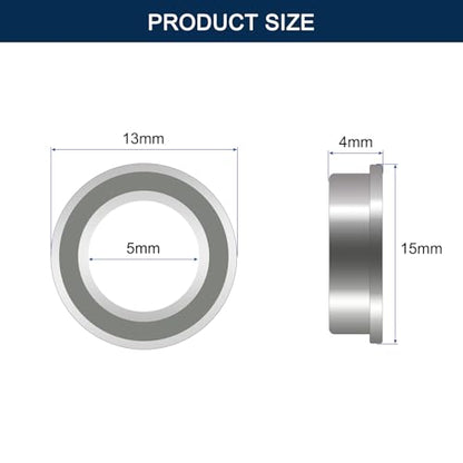 F695ZZ Flanged Ball Bearing, ID 5mm x OD 13mm x Width 4mm Miniature Bearings, Double Metal Shielded Deep Groove Bearings, Pre-Lubricated (GCr15) Chrome Steel 10pcs - size: F695ZZ 5mmx13mmx4mm