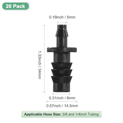 M METERXITY 20-Pack Drip Irrigation Barbed Fittings 3/8 to 1/4 in