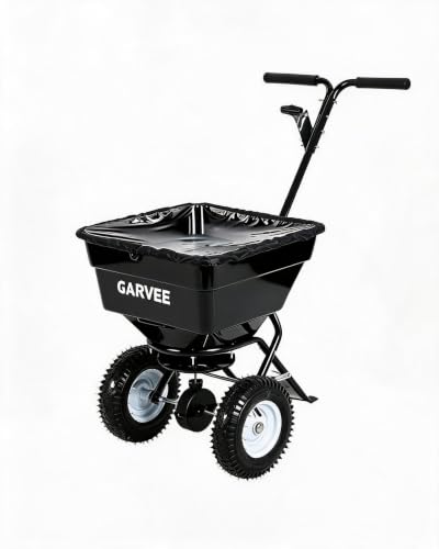 Heavy Duty 80L Tow & Pull Behind Broadcast Spreader, 9.8FT Spreading Width - color: Black 80L