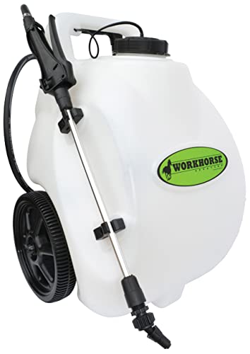 Workhorse Sprayers LG05SSG2 Rechargeable Spot Sprayer - White Portable Sprayer with Wheels, Vertical & Horizontal Stream Range, 5 Gallon Tank