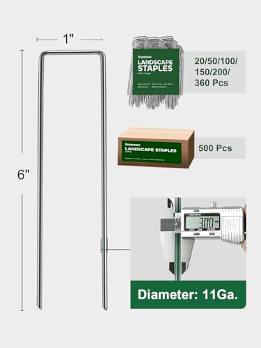 GROWNEER GROWNEER 100 Pack Landscape Staples 6 inch 11 Gauge Yard Stakes - size: 6 Inch