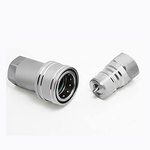 1/2 NPT Ag ISO 7241-A Hydraulic Coupler, CEKER Poppet Pioneer Style Hydraulic Quick Connect Tractor Coupling,Carbon Steel Poppet Valve 2Set - size: 1/2" 2set