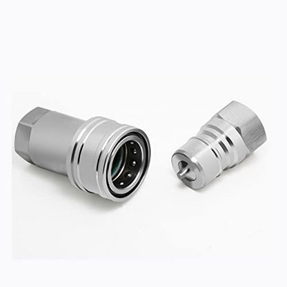 1/2 NPT Ag ISO 7241-A Hydraulic Coupler, CEKER Poppet Pioneer Style Hydraulic Quick Connect Tractor Coupling,Carbon Steel Poppet Valve 2Set - size: 1/2" 2set