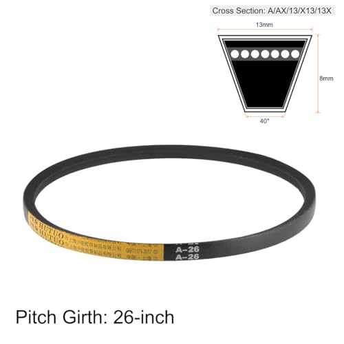uxcell A26 Drive V-Belts 26" Lp, 13mm W, 8mm THK, JIS Standard 2pcs - size: 26"