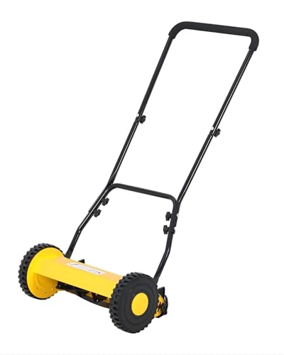 14" Hand Push Lawn Mower, 5-Blade Push Reel Lawn Mower