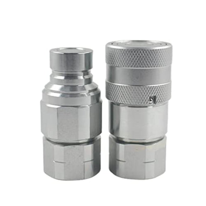 ISO16028 3/8'' Flat Face Hydraulic Quick Connect Coupling/Coupler Set W/Red Dust Cap 3/8'' NPT Thread - size: 1-Set 3/8" NPT