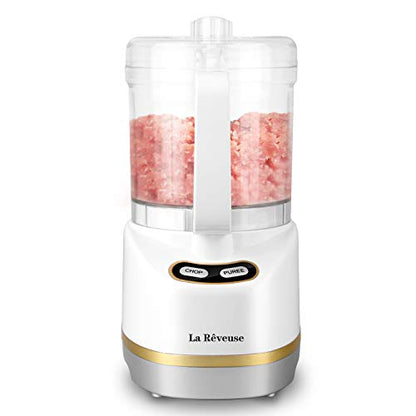 La Reveuse 2 Cup Mini Food Processor, Electric Chopper Small, White - color: White