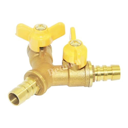 Beduan 3 Way Shut Off Ball Valve 3/4" Hose Barb 2 Switch Brass Y Shaped - size: 3/4 Inch, style: Fixed