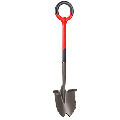 Root Slayer 22211 Round Head Digging Shovel for Landscaping, Red - style: Round Head XL