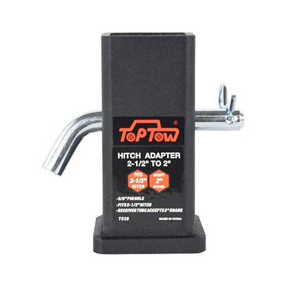 TOPTOW 64028HP Trailer Hitch Adapter 2-1/2" to 2" Hitch Reducer Sleeve Carbon Steel, 5/8 inch Pin & Clip Included (Pack of 2) - size: 6 Inch length (Pack of 2)