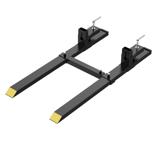 Heavy Duty 60" Clamp-On Pallet Forks for Tractor Bucket – 4000 lbs Capacity – Adjustable Stabilizer Bar – Skid Steer Loader Compatible – Fork Attachment for Material Handling