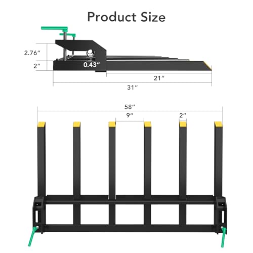 Heavy Duty Clamp-on Debris Forks for 60" Loader Bucket – 4000 Lbs Capacity