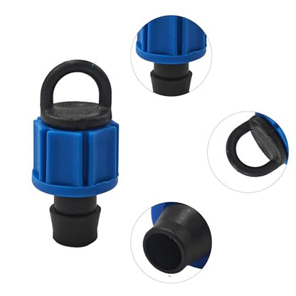 15Pcs 16mm Drip Irrigation Tubing End Cap Plugs with Loop, Blue Connector Farm Irrigation Tools Fit for Most 16-17mm Drip Tape AG Tubing - size: Tubing End Cap Plugs with Loop