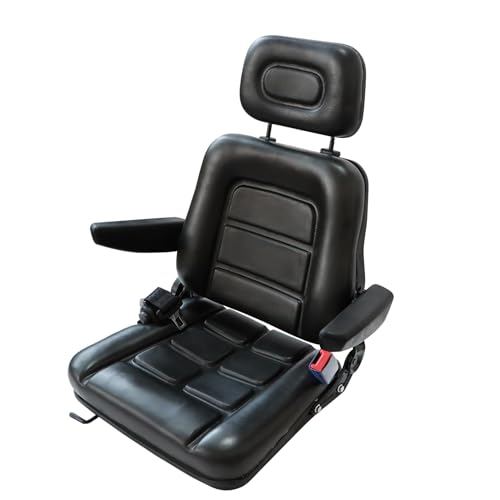 GXARTS Universal Forklift Excavator Tractor Seat with Adjustable Angle Back Micro Switch and Slide Compatible with Tractor Excavator Skid Loader Backhoe Dozer Telehandler Equipment Construction