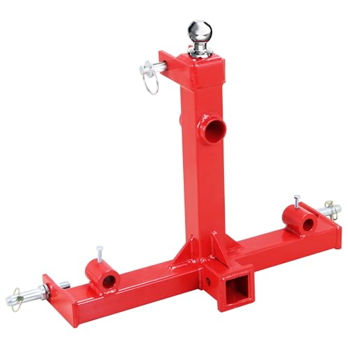 Garvee Three-Point Hay Spear Hitch for Tractor, Red Heavy Duty Bale Spear