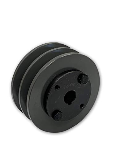 Double Groove 3.35" Cast Iron Electric Motor" H" Pulley/Sheave, Bushing Included, for 5/8" Top Width B/5L/BK/5LK Section V Belt, 2 Groove Pulley (5/8" Shaft / 0.625 Bore, 2BK32H) - size: 5/8" Shaft / 0.625 Bore