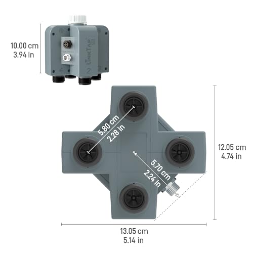 LinkTap Q1 4-Port Smart Water Timer (Req. Gateway), Multiple Power Options - size: Q1 timer only