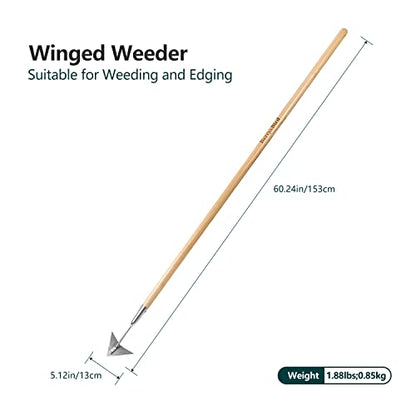 Long Handle Winged Weeder, 60’’ Triangle Warren Hoe Wood Handle - color: Triangle Hoe, size: Length:62inchs