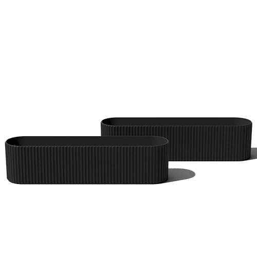 Veradek Demi Series Window Box Planter - Round Outdoor Planter - color: Black, size: 36 inch - 2 Pack