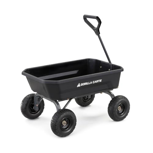 Gorilla Carts Dump Garden Cart, 4 Cu Ft, 600 lb Capacity, No-Flat Tires - size: 4-Cubic Feet