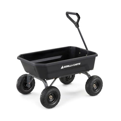 Gorilla Carts Dump Garden Cart, 4 Cu Ft, 600 lb Capacity, No-Flat Tires - size: 4-Cubic Feet