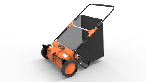 21-Inch Push Lawn Sweeper, Quick Dump & Dustproof Yard Sweeper for Leaves and Grass, Adjustable Height with Large Hopper Bag