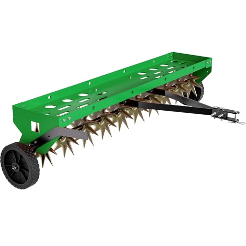 40" Spike Aerator Tow Behind, Lawn Aerator Tow Behind with Universal Hich, Green Galvanized Steel and Includes a Pallet Capable of Supporting 280 Pounds, Pull Behind Aerator for Garden, Farm and Lawn