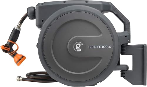 Giraffe Tools 1/2"100FT Retractable Garden Hose Reel Wall Mount Auto Rewind - size: 1/2 inch x 100 ft