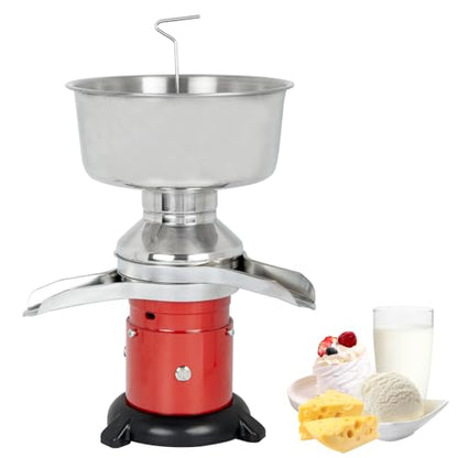 40W Electric Milk Cream Separator 60L/H High Efficiency Centrifugal Milk Skimmer 304 Stainless Steel Goat Cow Milk Separator with 5L Bowl 10500RPM for Home Dairy Farm (Round Base) - color: Round Base