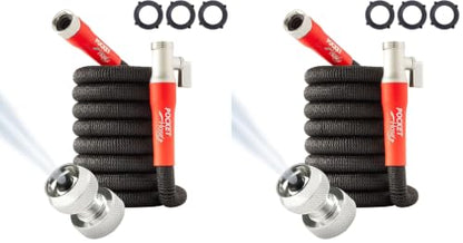 Pocket Hose 25 FT Silver Bullet 2.0 Expandable Garden Hose w/Turbo Shot Nozzle, AS SEEN ON TV, Lead-Free, Solid Aluminum Connectors, Easy On/Off Valve, Kink-Free, Leak-Proof (Pack of 2) - size: 25 FT (Pack of 2)