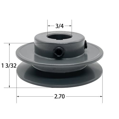 AK27-3/4 v Belt Pulley,2.7 inch OD, 3/4 Inch Bore,Cast Iron Material, AK Single Groove Motor Pulley for "4L" or "A" or "3L" Belts,AK27X3/4 Pulley - size: 2.7 Inch OD,3/4 inch bore, style: 1 Groove