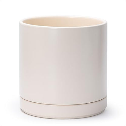 D'vine Dev 10 Inch Ceramic Planter Pot, Oatmeal, 94-O-E-8 - color: Oatmeal, size: Large