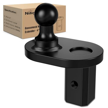 Nilight Gooseneck Ball Extender - GNXA4085, 4" Offset Ball Compatible with B&W Trailer Hitches Turnoverball Heavy Duty 2-5/16 Inch Ball 20000 lbs GTW 5000 lbs VTW - color: 4" Offset Gooseneck Ball Extender, size: Trailer Hitch Ball Mount&Ball