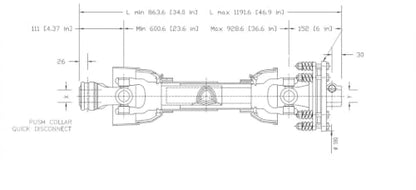 Replacement part for spline PTO Shaft with 2 disc Slip Clutch - 1-3/8" 6 spline
