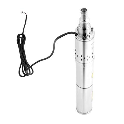 Submersible Deep Well Solar Water Pump DC 24V 8.8GPM 213Lift Stainless Steel Water Pump 370W Agricultural Irrigation Screw Pump Solar Water Circulating System for Industrial Irrigation Home