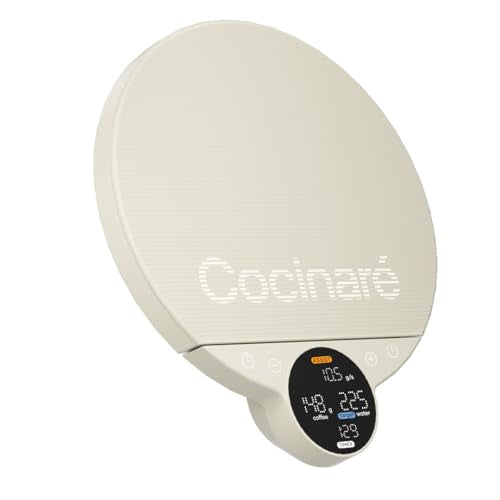 Cocinare Balance Lite Smart Coffee Scale with Timer, 3kg/0.1g Precision Digital Scale for Pour-Over, Espresso & Drip, 3 Brewing Modes (Assist, Weigh, Competition), Adjustable Ratios & Flow Rate, White - color: White