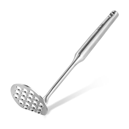 Potato Masher Stainless Steel Small, Mini Avocado Masher, Manual Potatoes Smasher Kitchen Tool for Avocado, Potatoes, Beans, Vegetables, 8.7Inch Metal Mashing Utensil, Dishwasher Safe - size: Whole stainless steel small