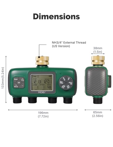 MOES 4 Zone Sprinkler Timer for Garden Hose,Brass Inlet Water Timer - size: 4 Outlet